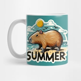 Cute summer capybara on the beach Mug